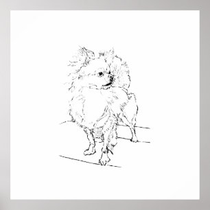 Langhaar Chihuahua – Hundeillustration Dekor Poster