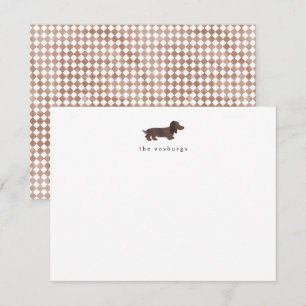 Langhaar-Dachshund-Aquarell-Flat-Notizkarte Mitteilungskarte