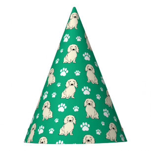 Langhaar-Dachshund in Creme Partyhütchen