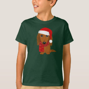 Langhaar-Dachshund-Santa-Wiener-Dog-Weihnachten T-Shirt
