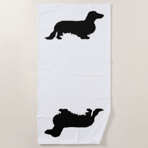 Langhaar-Dachshund - Silhouette 1 Strandtuch