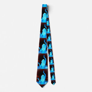Langhaar Hippie Girl Friedenszeichen blau Krawatte