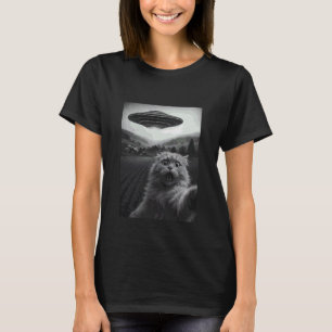 Langhaar Katzen-Selfie Lustige Alien-Entführung Me T-Shirt