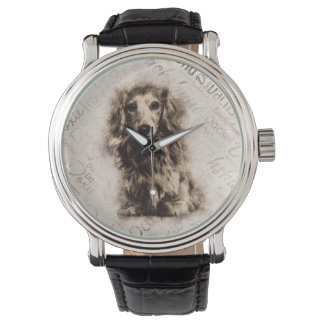 Langhaarige Dackel Armbanduhr