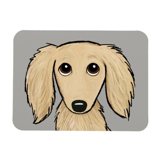 Langhaarige Dackel | Cartoon Dackel Hund Magnet (Horizontal)