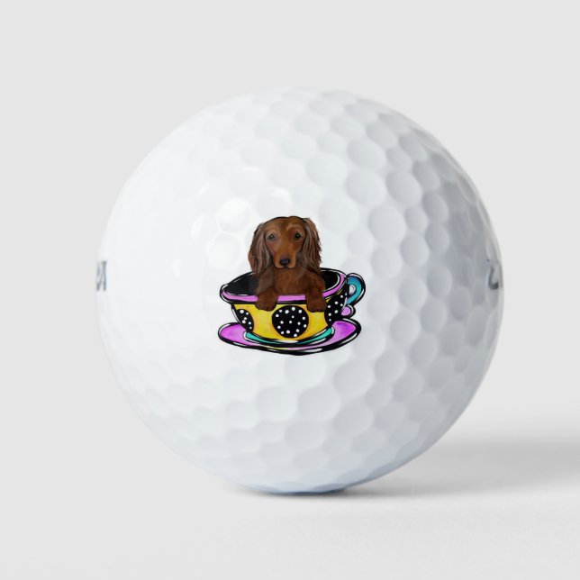 Langhaarige Dackel Golfball (Vorderseite)