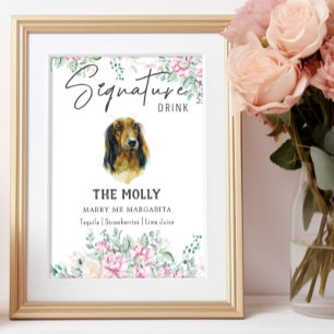Langhaarige Dackel Hochzeitsignatur Trinkzeichen Poster