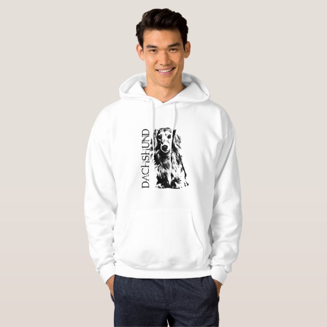 Langhaarige Dackel Hoodie (Vorne ganz)