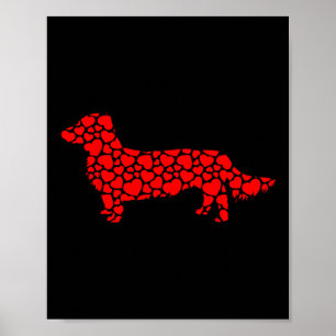 Langhaarige Dackel Hund Niedliche Silhouette Herz  Poster