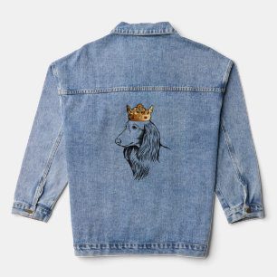Langhaarige Dackel Hund Tragen Kronen Jeansjacke