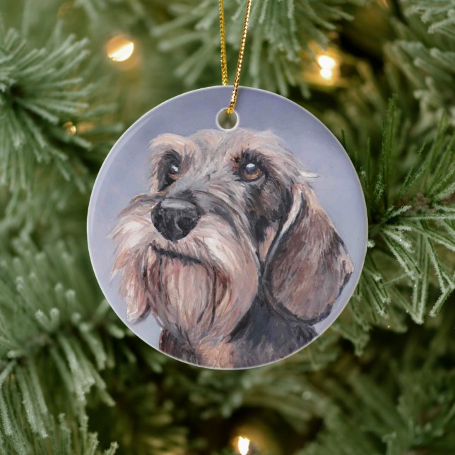 Langhaarige Dackel Hunde Kunst, Dichtung und Musik Keramik Ornament (Baum)