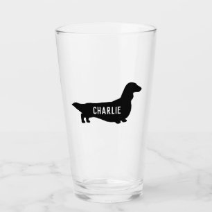 Langhaarige Dackel Hunde Silhouette Personalisiert Glas