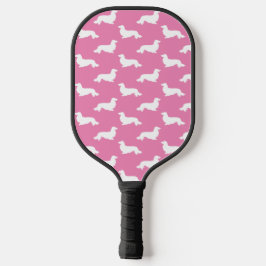 Langhaarige Dackel Love Pickleball Pink Pickleball Schläger