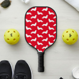 Langhaarige Dackel Love Pickleball Rot Schläger
