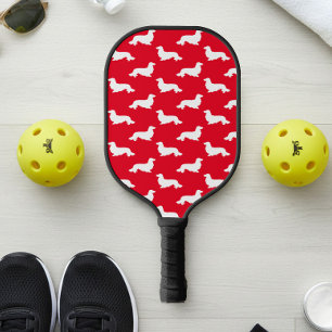 Langhaarige Dackel Love Pickleball Rot Schläger