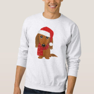 Langhaarige Dackel Weihnachtshund Sweatshirt