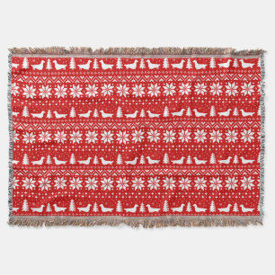 Langhaarige Dackeln Weihnachts-Sweater-Muster Decke