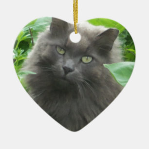Langhaarige graue Russische Blaukatze Keramikornament