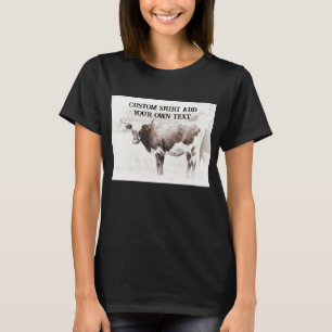 Langhaarige Kuh sepia Foto Art fügen Sie Ihren eig T-Shirt