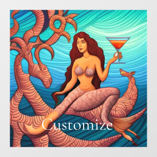 Langhaarige Martini Mermaid Thunder_Cove Fensteraufkleber
