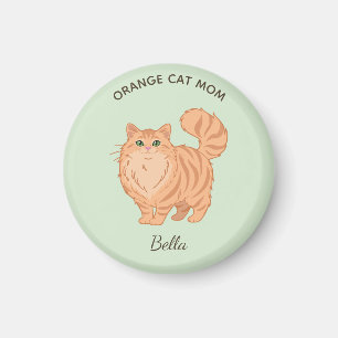 Langhaarige orange Katze Mama Personalisiert Magnet