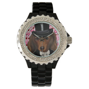 Langhaarige rote Dackel Armbanduhr