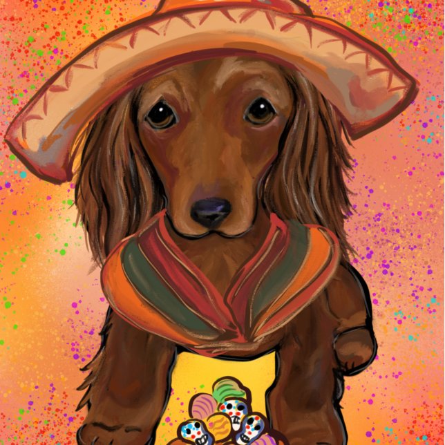 Langhaarige rote Dackel Karte (Von Creator hochgeladen)