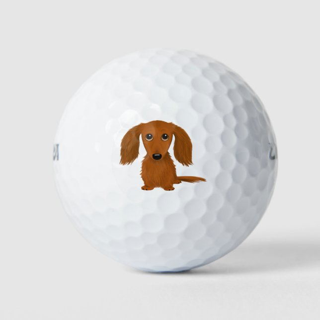 Langhaarige rote Dackel | NIEDLICHE DACKEL Golfball (Vorderseite)
