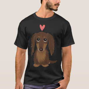 Langhaarige Schokolade Dackel Niedliche Dackel Hun T-Shirt