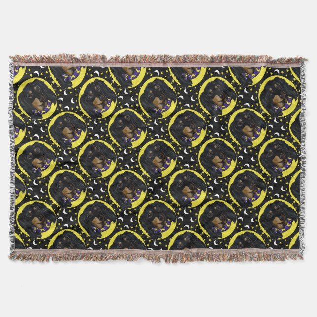 Langhaarige schwarze Dachshund Decke (Vorderseite)