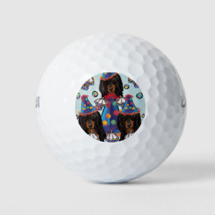 Langhaarige schwarze Dachshunde Golfball