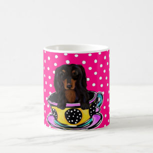 Langhaarige schwarze Doxie Verwandlungstasse