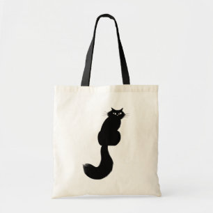 Langhaarige Schwarze Katze   Cooles Kitty Side Eye Tragetasche