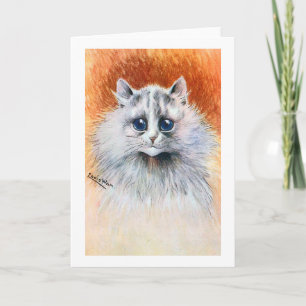 Langhaarige weiße Katze, Louis Wain Karte