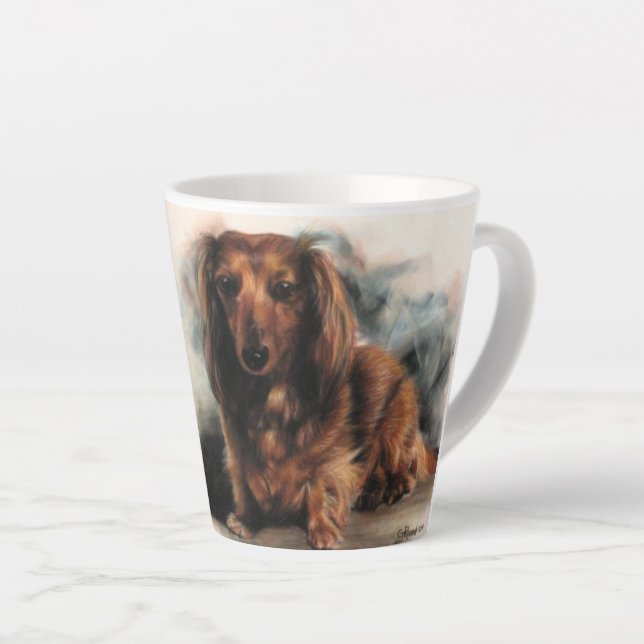 Langhaariger Dackel Milchtasse (Rechte Ecke)