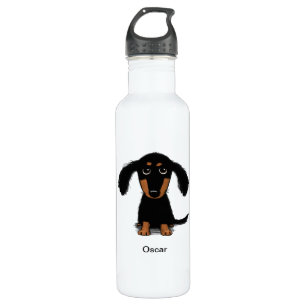 Langhaariger Dackel-Welpe mit kundenspezifischem Edelstahlflasche