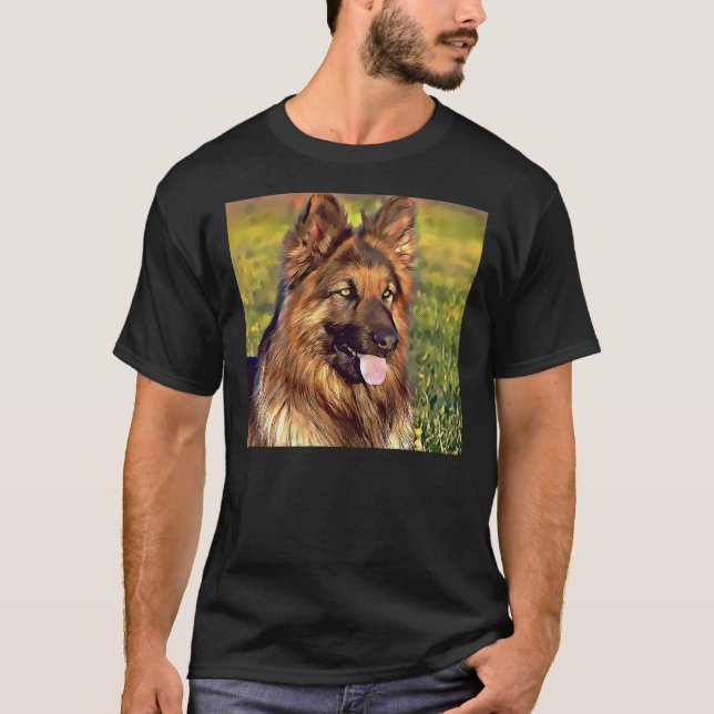 Langhaariger Deutscher Schäferhund T-Shirt (Vorderseite)