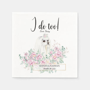 Langhaariger Malteser Hund Hochzeitcocktail Napkin Serviette