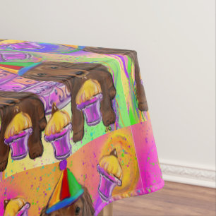 Langhaariger roter Dachshund Tischdecke