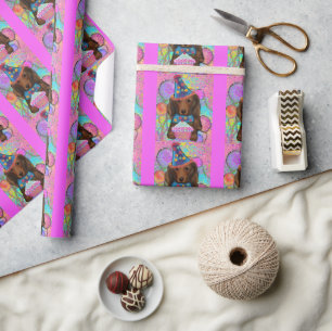LANGHAARIGER ROTER DOXIE GESCHENKPAPIER