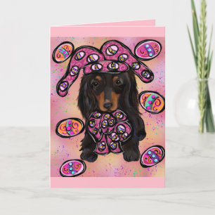 Langhaariger schwarzer Dachshund Karte