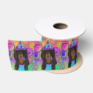 LANGHAARIGER SCHWARZER DOXIE SATINBAND