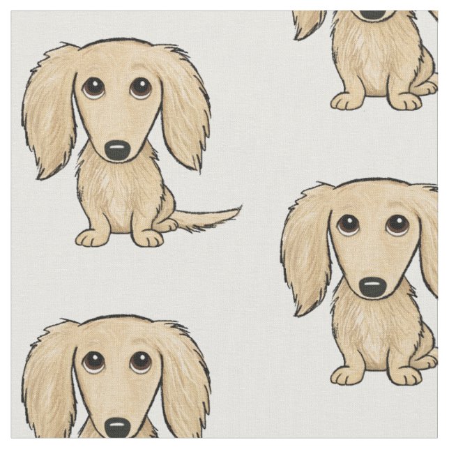 Langhaariges SahneDackel-Hundemuster der Dackel-| Stoff (Nahaufnahme)