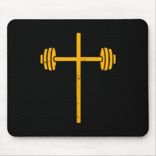 Langhantel Kreuz Hantel Jesus Lustig Christlich Wo Mousepad
