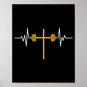 Langhantel Kreuz Hantel Jesus Lustig Christlich Wo Poster