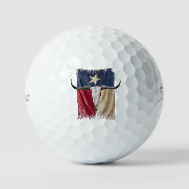 Langhorn Bull Skull beschädigt getragene Texas Fla Golfball (Vorderseite)