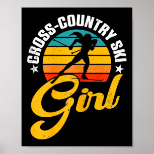 Langlauf-Ski-Girl Retro Wintersportler B Poster