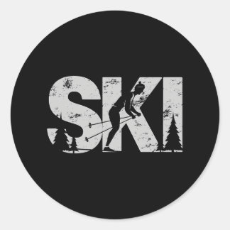 Langlaufski Cool Skifahren Nordic Skier Frauen Runder Aufkleber