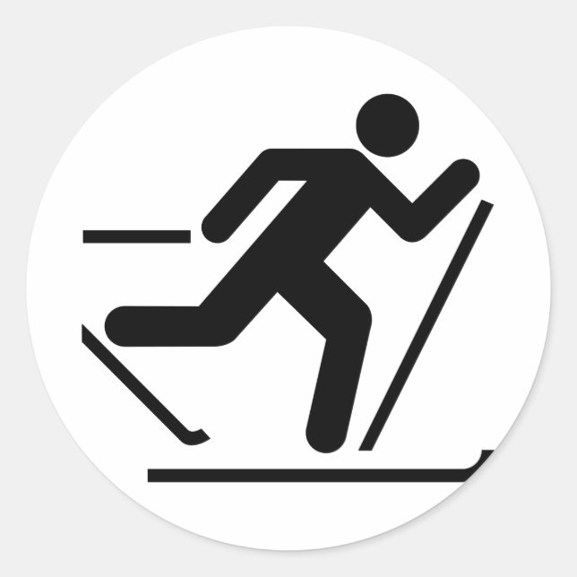 Langlaufsymbol Runder Aufkleber (Vorderseite)