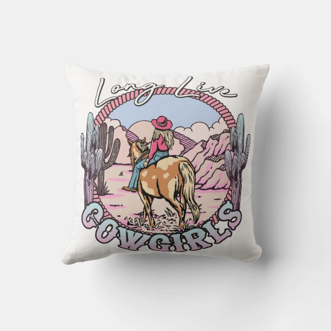 Langlebige Cowgirls werfen Kissen (Rückseite)